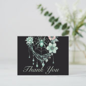 Gothic Mint Green Floral Spiderweb Bedankt Briefkaart (Staand voorkant)