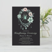 Gothic Mint Green Spider Bloemen Web Handfasting Kaart (Staand voorkant)