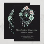 Gothic Mint Green Spider Bloemen Web Handfasting Kaart (Voorkant / Achterkant)