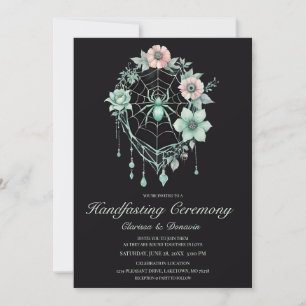 Gothic Mint Green Spider Bloemen Web Handfasting Kaart