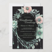 Gothic Mint Green Spider Floral Web Handfasting Kaart (Voorkant)