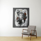 Gothic Mirror Meisje Rozen Wandkleed (In situ)