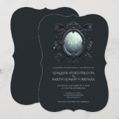 Gothic Mirror Monogram Wedding Invitation Kaart (Voorkant / Achterkant)