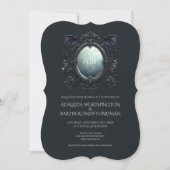 Gothic Mirror Monogram Wedding Invitation Kaart (Voorkant)