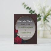 Gothic Mirror Save the Date Red Roses Romance Aankondigingskaart (Staand voorkant)