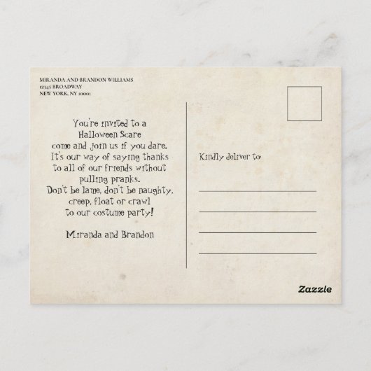 Gothic Mirror Spooky Skeletons Halloween Uitnodige Briefkaart (Achterkant)