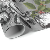 Gothic Mistletoe, Rozen en skull Kerstmis  Cadeaupapier (Rol Hoek)