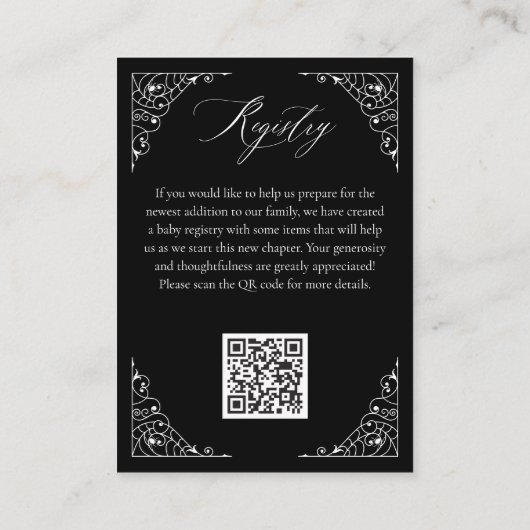Gothic Mobile Books voor Baby & Registry QR Code Informatiekaartje (Achterkant)