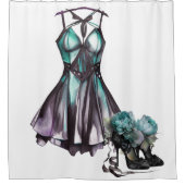 Gothic Mode | Violet en Blauwgroen jurk met hakken Douchegordijn (Voorkant)