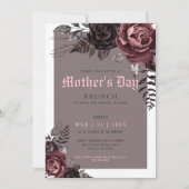 Gothic Moederdag Brunch Burgundy Flowers Party Kaart (Voorkant)