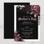 Gothic Moederdag Brunch Party Burgundy Flowers Kaart (Voorkant / Achterkant)