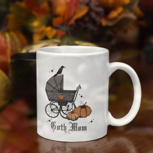Gothic Mom Halloween Baby Carriage Raven Koffiemok