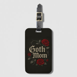 Gothic Mom Red Rose Bloemen Victoriaans Typografie Bagagelabel