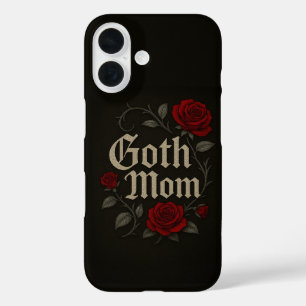 Gothic Mom Red Rose Bloemen Victoriaans Typografie iPhone 16 Hoesje