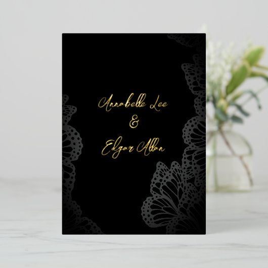 Gothic Monarch Folie Wedding Folie Uitnodiging (Staand Voorkant)