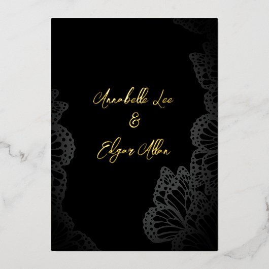 Gothic Monarch Folie Wedding Uitnodiging (Voorkant)