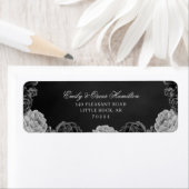 Gothic Monochrome Waterverf Gray Floral Etiket (Insitu)