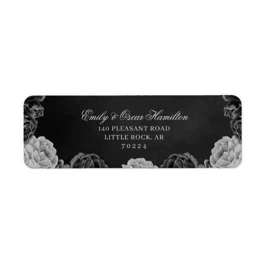 Gothic Monochrome Waterverf Gray Floral Etiket (Voorkant)