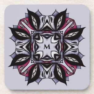 Gothic Monogram Black Paars Gothic Mandala Bier Onderzetter