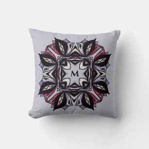 Gothic Monogram Black Paars Gothic Mandala Kussen