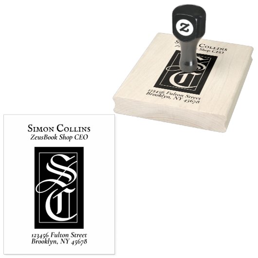 Gothic Monogram ExLibris Books Return Address Rubberstempel (Gestempeld)