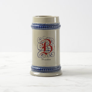 Gothic Monogram Letter B Aangepaste naam Bierpul