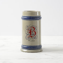 Gothic Monogram Letter B Aangepaste naam Bierpul