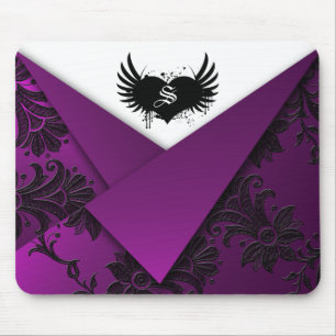 Gothic Monogram Paars en Black Baroque Mousepad Muismat
