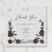 Gothic Monogram Skull & Rose Wedding Thank You Bedankjes Labels (Voorkant)