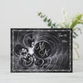 Gothic Monogram Wedding Invitation Kaart (Staand voorkant)