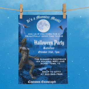 Gothic Monster Mash Werewolf Halloween Feest Kaart