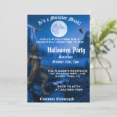 Gothic Monster Mash Werewolf Halloween Party Kaart (Staand voorkant)