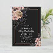 Gothic Moody Bloemen Bruiloft Kaart (Staand voorkant)