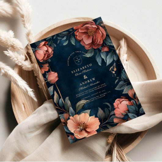 Gothic Moody Bloemen Bruiloft Kaart