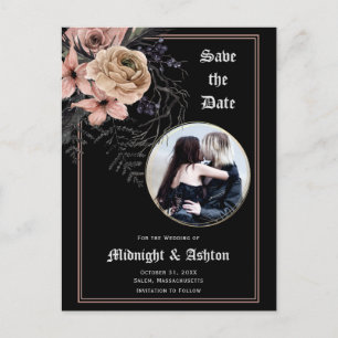 Gothic Moody Bloemen Foto Save the Date Aankondigingskaart