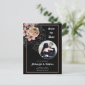 Gothic Moody Bloemen Foto Save the Date Aankondigingskaart (Staand voorkant)