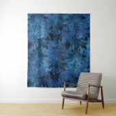 Gothic Moody Damask Zwart & Blauw  Damask Wandkleed (In situ)