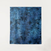 Gothic Moody Damask Zwart & Blauw  Damask Wandkleed (Voorkant)