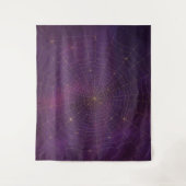 Gothic Moody Damask Zwart & Paarse gouden spinnenw Wandkleed (Voorkant)