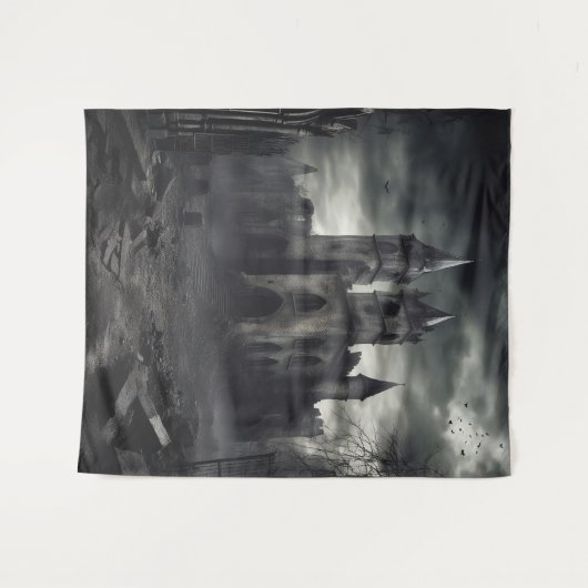 Gothic Moody Dark Castle Drie Wandkleed (Voorkant (horizontaal))