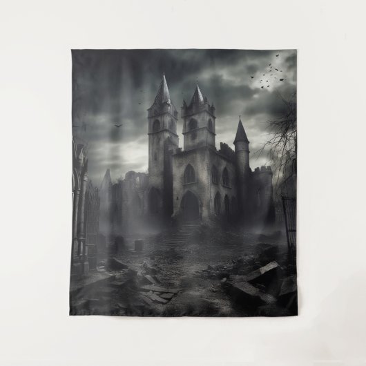 Gothic Moody Dark Castle Drie Wandkleed (Voorkant)