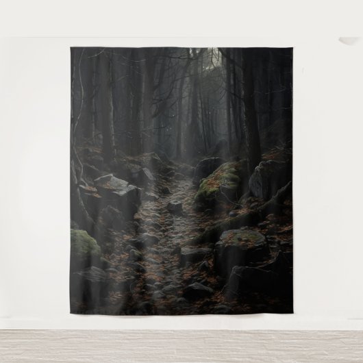 Gothic Moody Dark Forest Rocky Path XLarge Wandkleed (Voorkant)