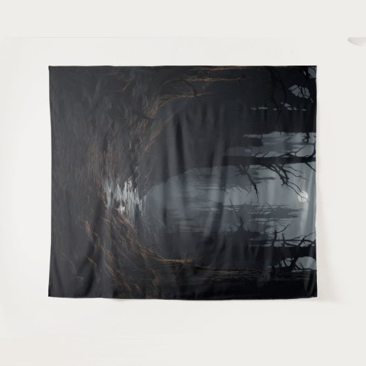 Gothic Moody Dark Forest XLarge Wandkleed (Voorkant (horizontaal))