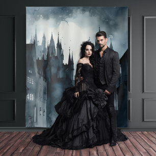 Gothic Moody Dark Waterverf Kastelen Wandkleed