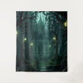 Gothic Moody Donker Bos Candlelit Mansion Wandkleed (Voorkant)