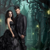 Gothic Moody Donker Bos Candlelit Mansion Wandkleed