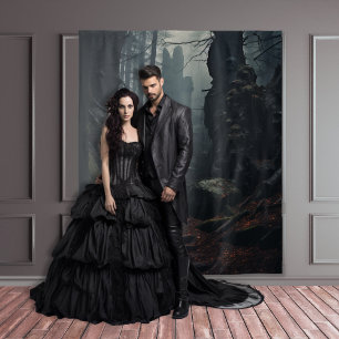 Gothic Moody Donker Bos Stappen & Ruïnes XLarge Wandkleed