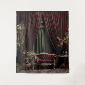 Gothic Moody Donker Victoriaans Bourgogne Groene s Wandkleed (Voorkant)