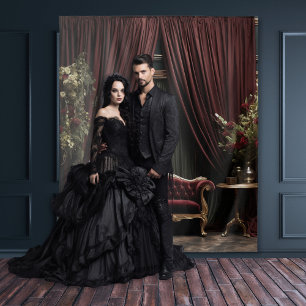 Gothic Moody Donker Victoriaans Bourgogne Groene s Wandkleed