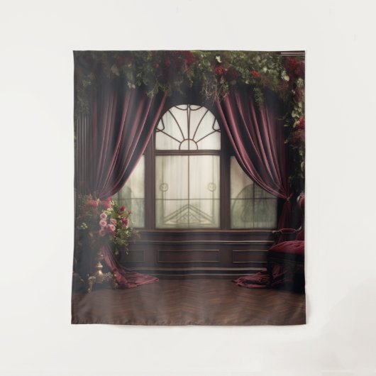 Gothic Moody Donker Victoriaans Bourgogne Parlor W Wandkleed (Voorkant)